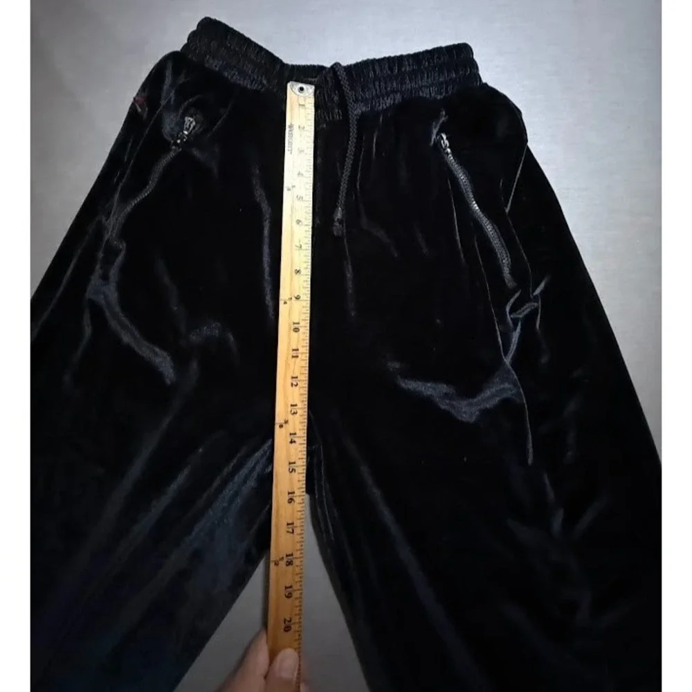 Koman Raw Pants Velour Mens 28 Black Drawstring Joggers Sweats 28x30‎ Y2K.